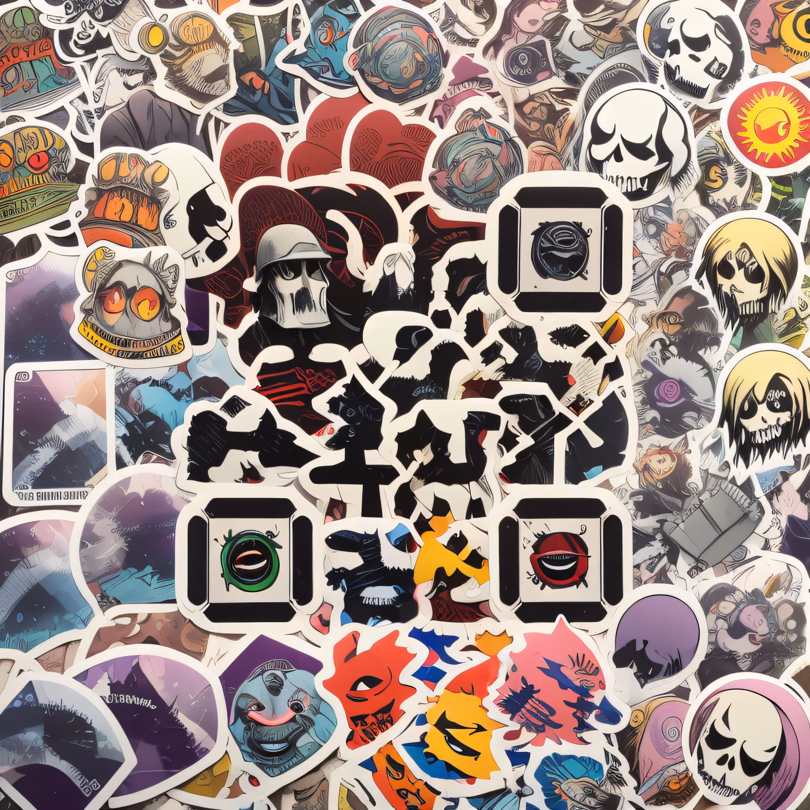 Skull Sticker Bomb Grunge QR Code for Stickers — image 1