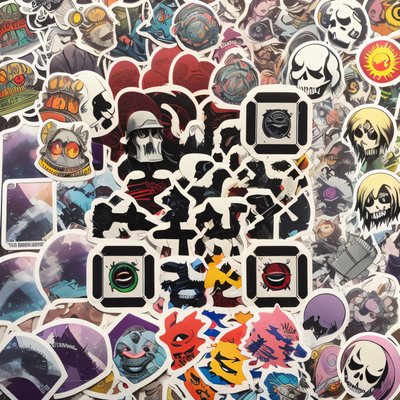Skull Sticker Bomb Grunge QR Code for Stickers
