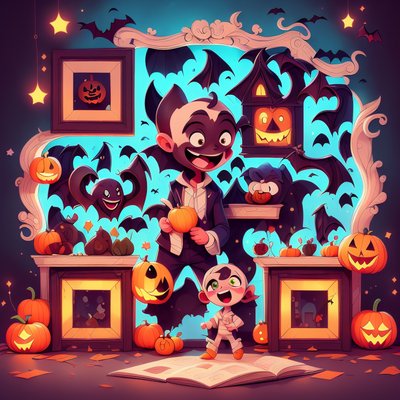 Happy Vampire Halloween Cartoon QR Code for Posters