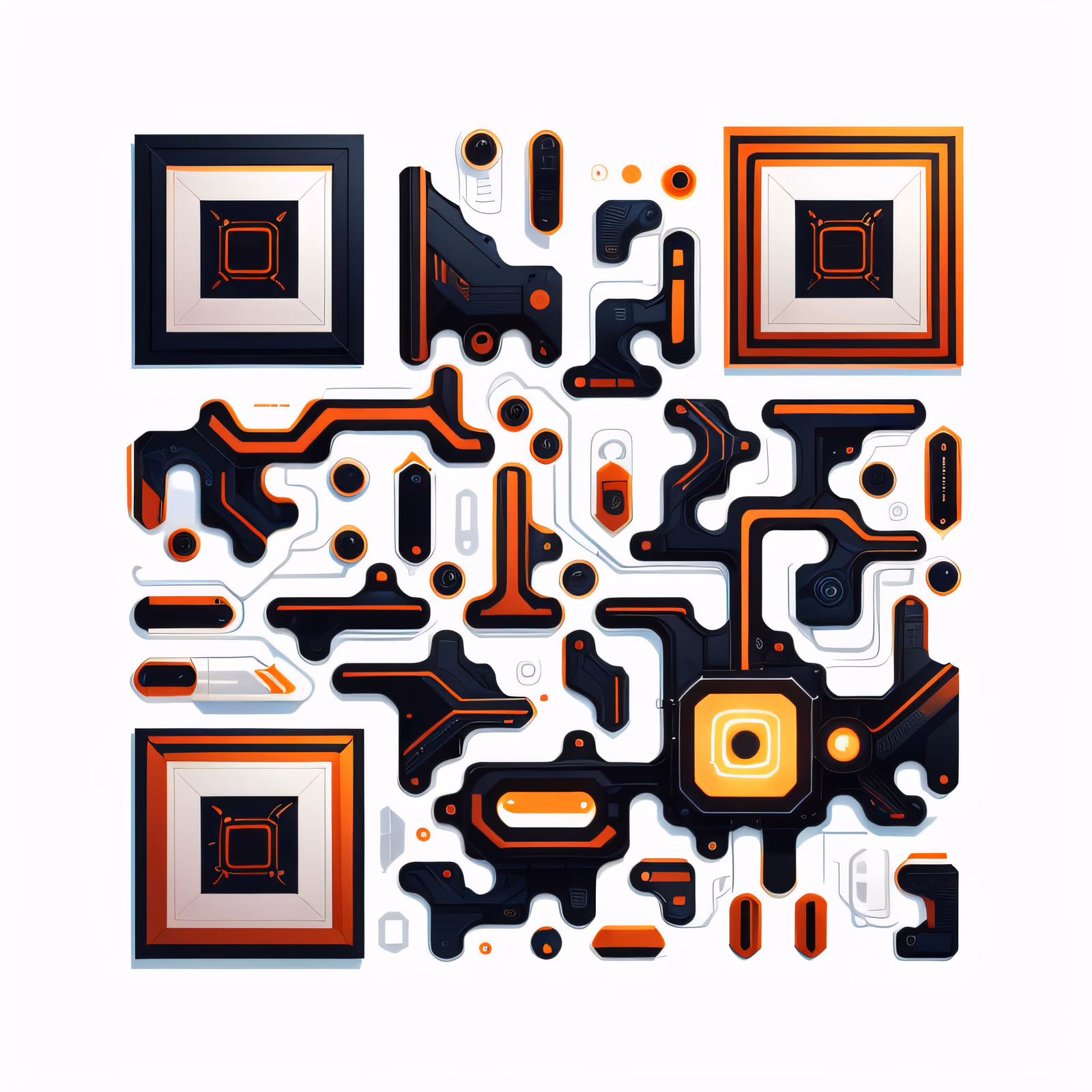 Futuristic Circuit Module Vector QR Code for Posters — image 1