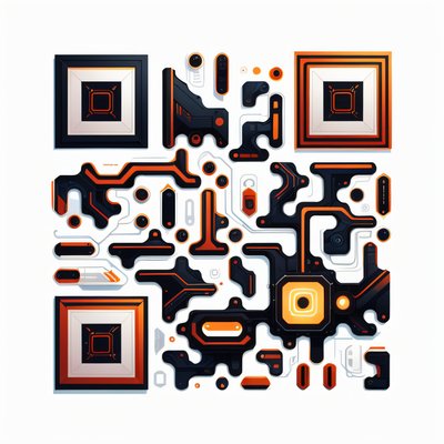 Futuristic Circuit Module Vector QR Code for Posters