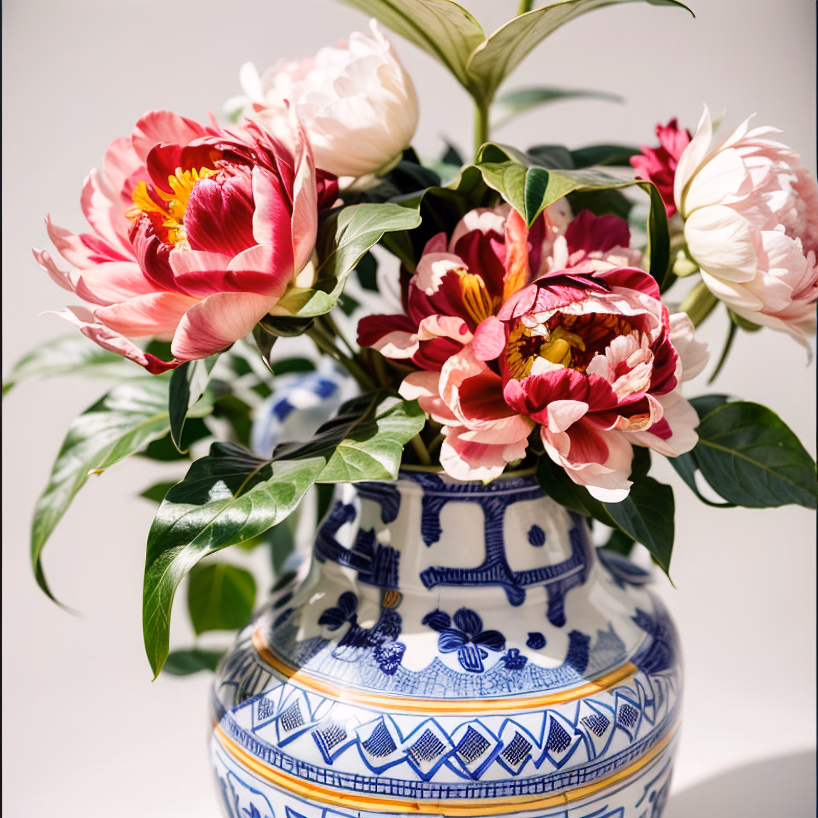 Peony Bouquet Vase Photo QR Code Art — image 1