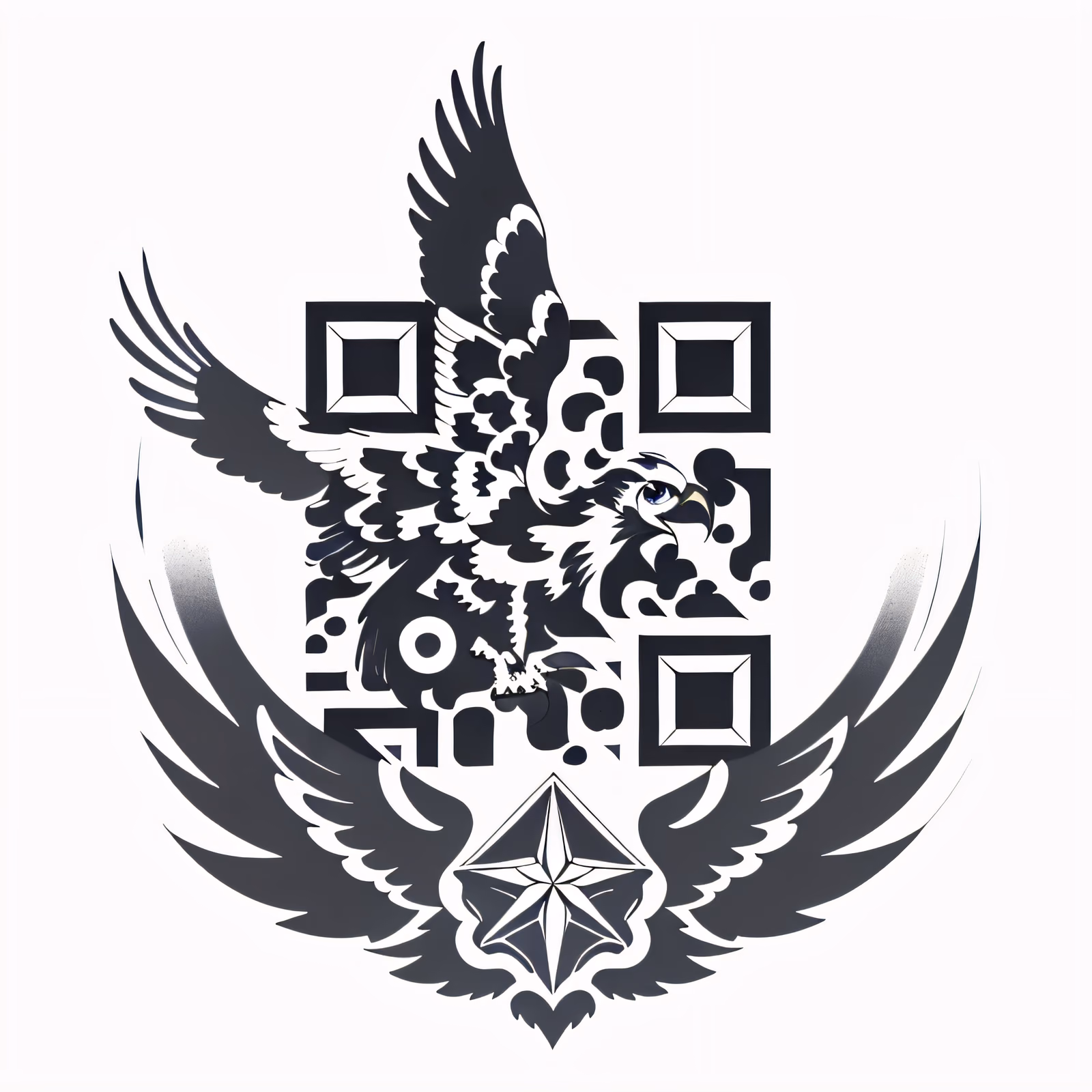 Eagle Crest Tattoo Style QR Code for Temporary Tattoos — image 1