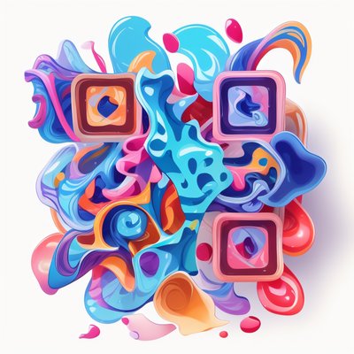 流动波浪抽象矢量符号 贴纸二维码设计
