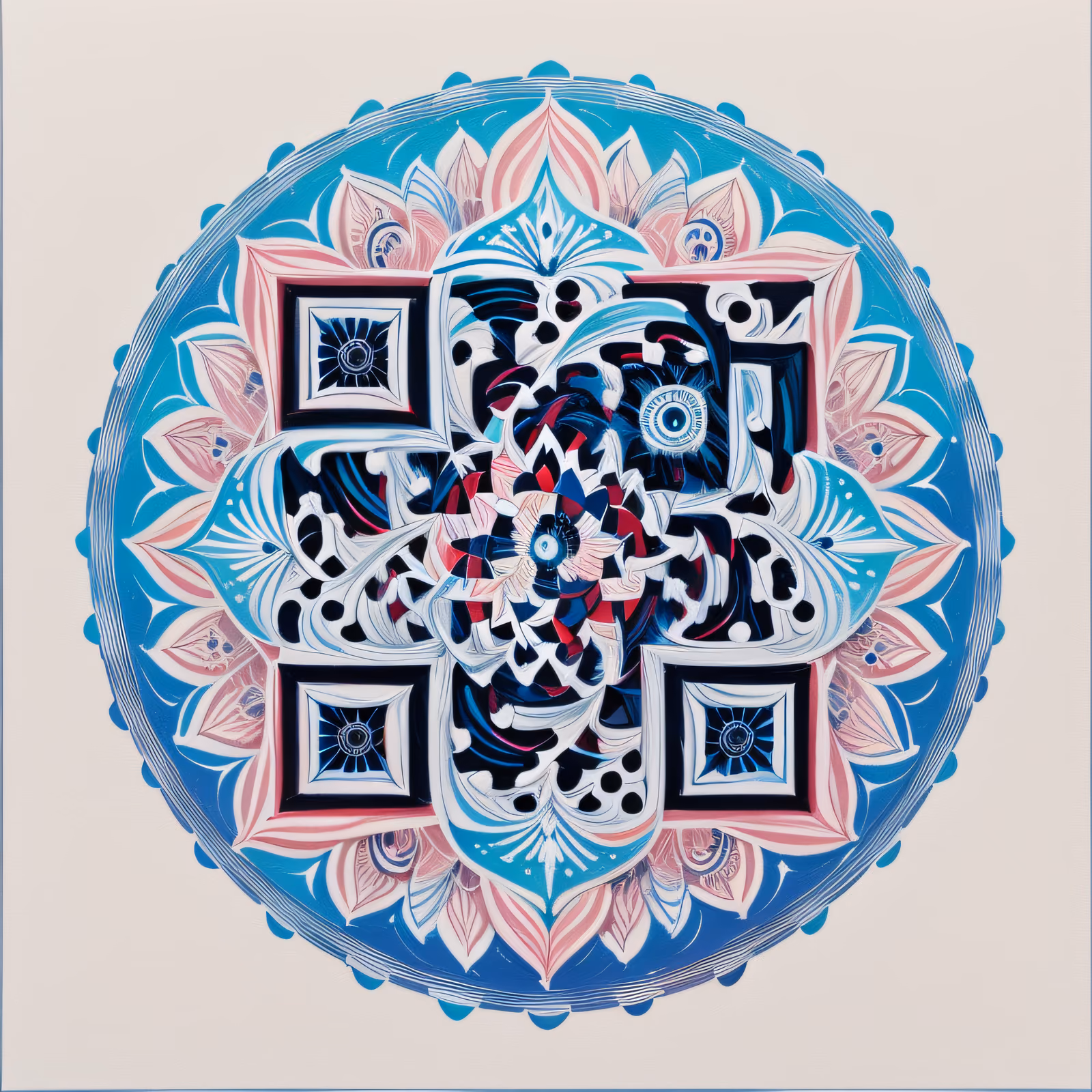 Pink and Blue Petal Mandala QR Code Art — image 1
