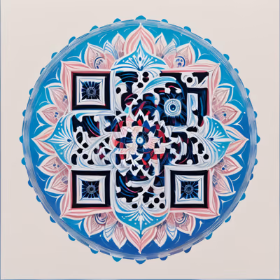 Pink and Blue Petal Mandala QR Code Art — image 1