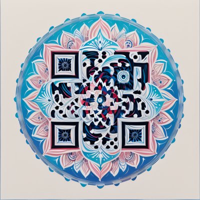 Pink and Blue Petal Mandala QR Code Art