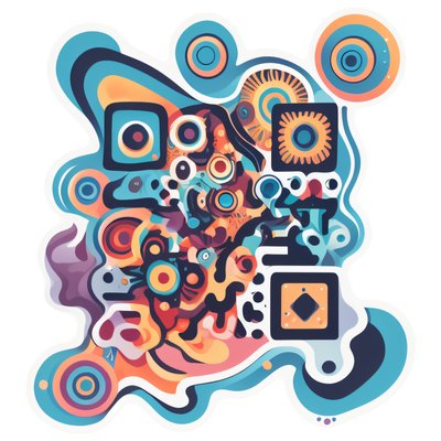 Abstract Circles Vector QR Code for Stickers