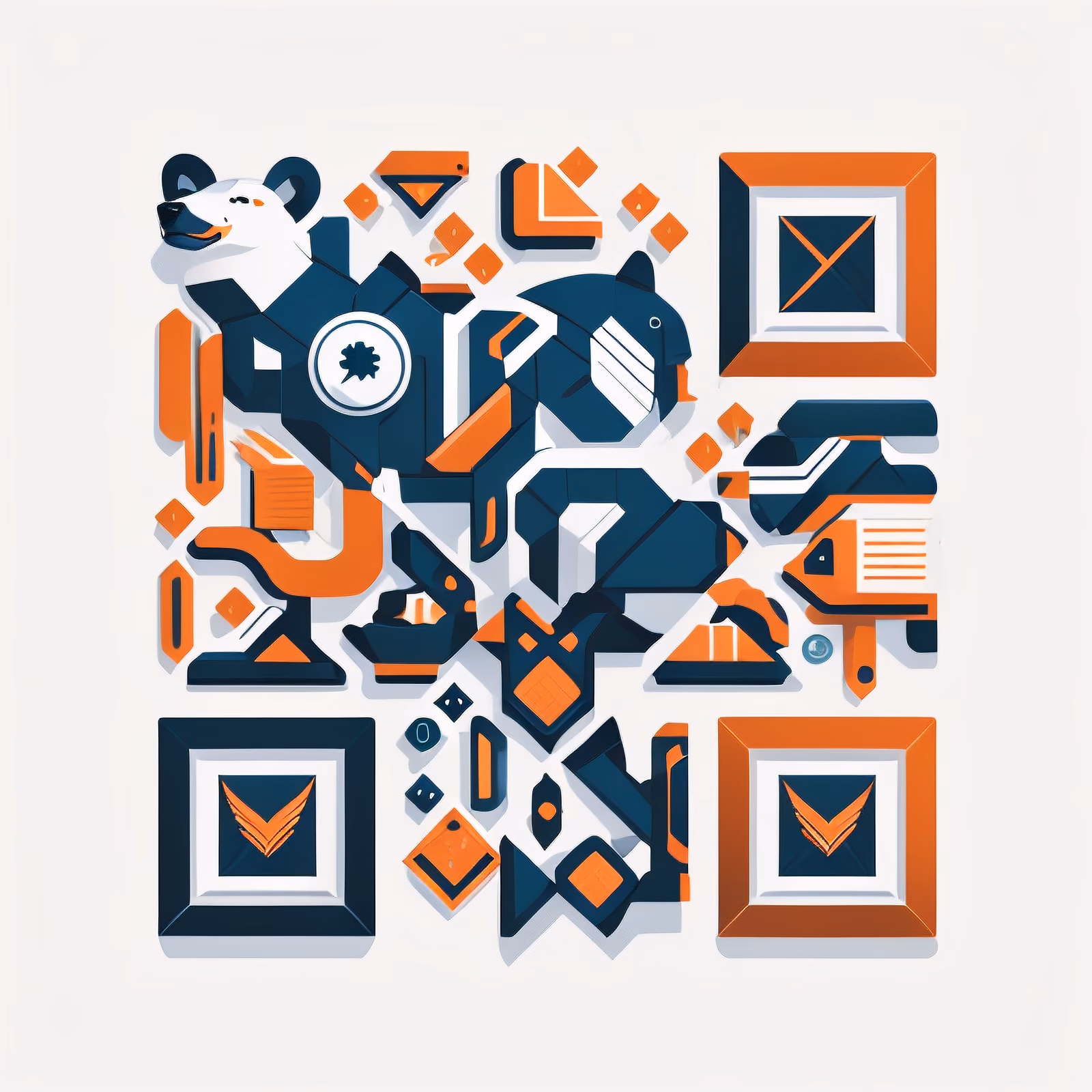 Геометрический белый медведь: векторный QR-код для стикеров — изображение 1