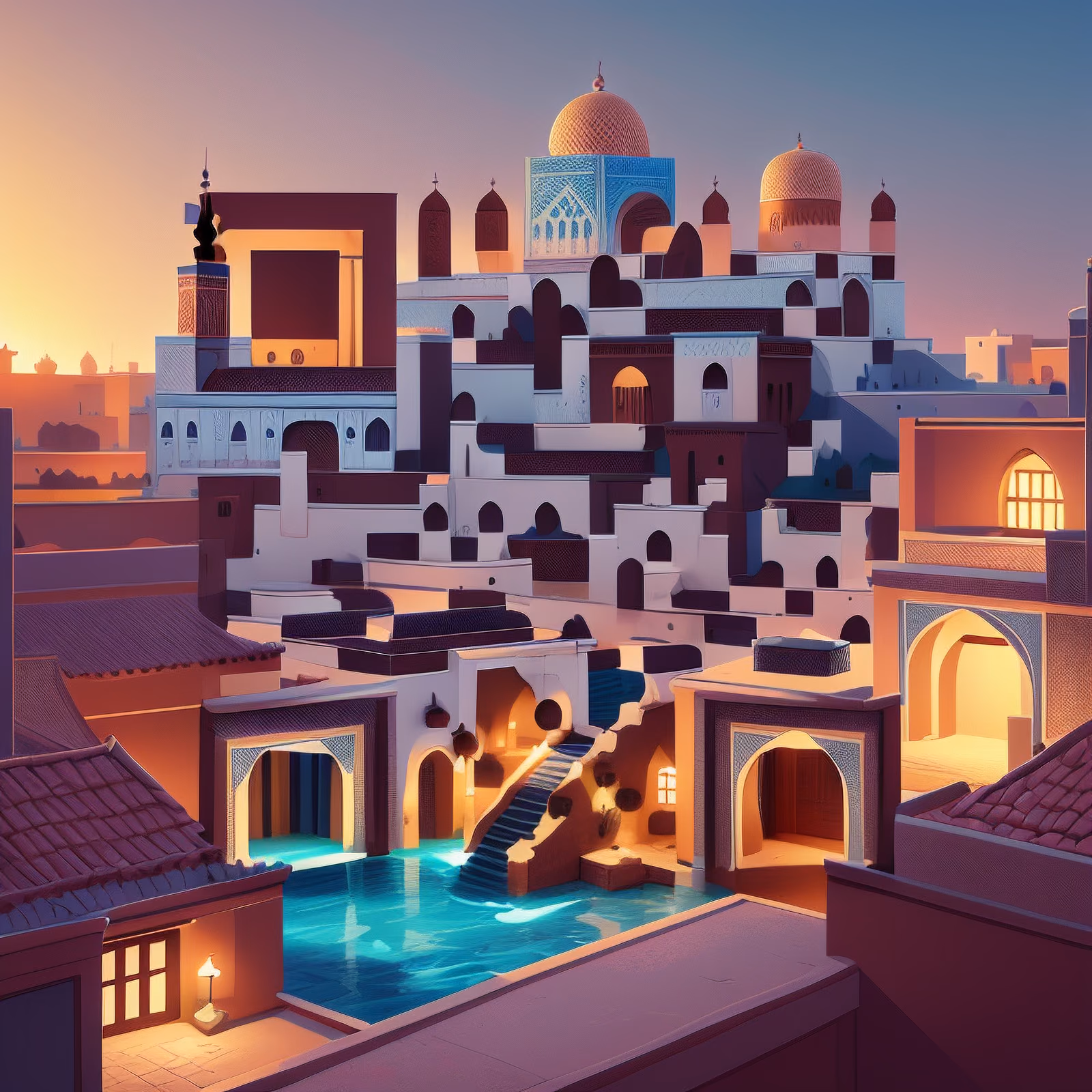 Moroccan Rooftop Sunset 3D QR Code Art — image 1