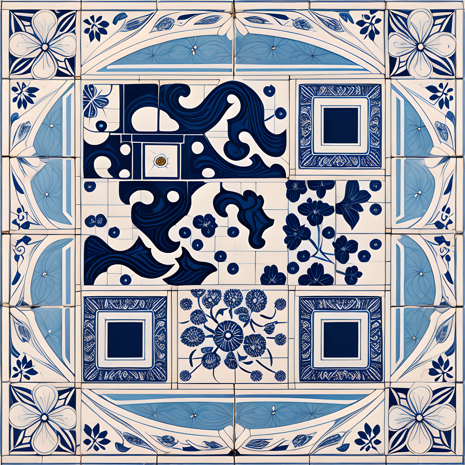 Blue and White Delft Tile QR Code Art — image 1
