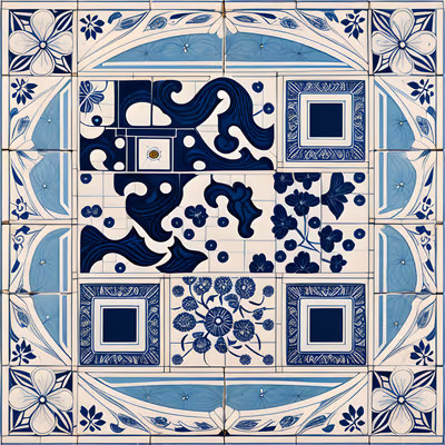 Blue and White Delft Tile QR Code Art — image 1