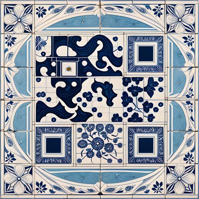 Blue and White Delft Tile QR Code Art