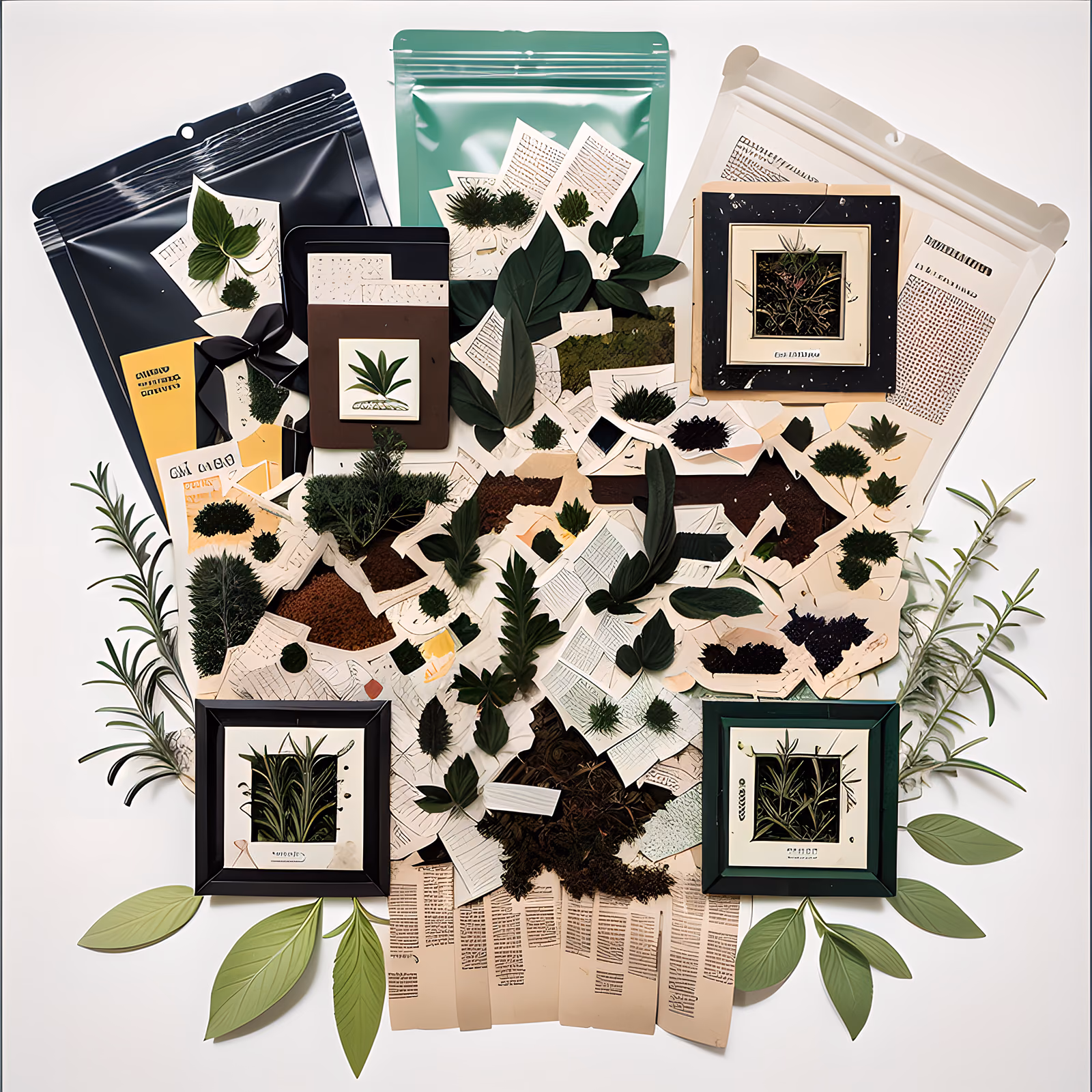 Herb Garden Paper Collage QR Code for Packaging — image 1