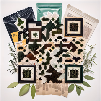 Herb Garden Paper Collage QR Code for Packaging — image 1
