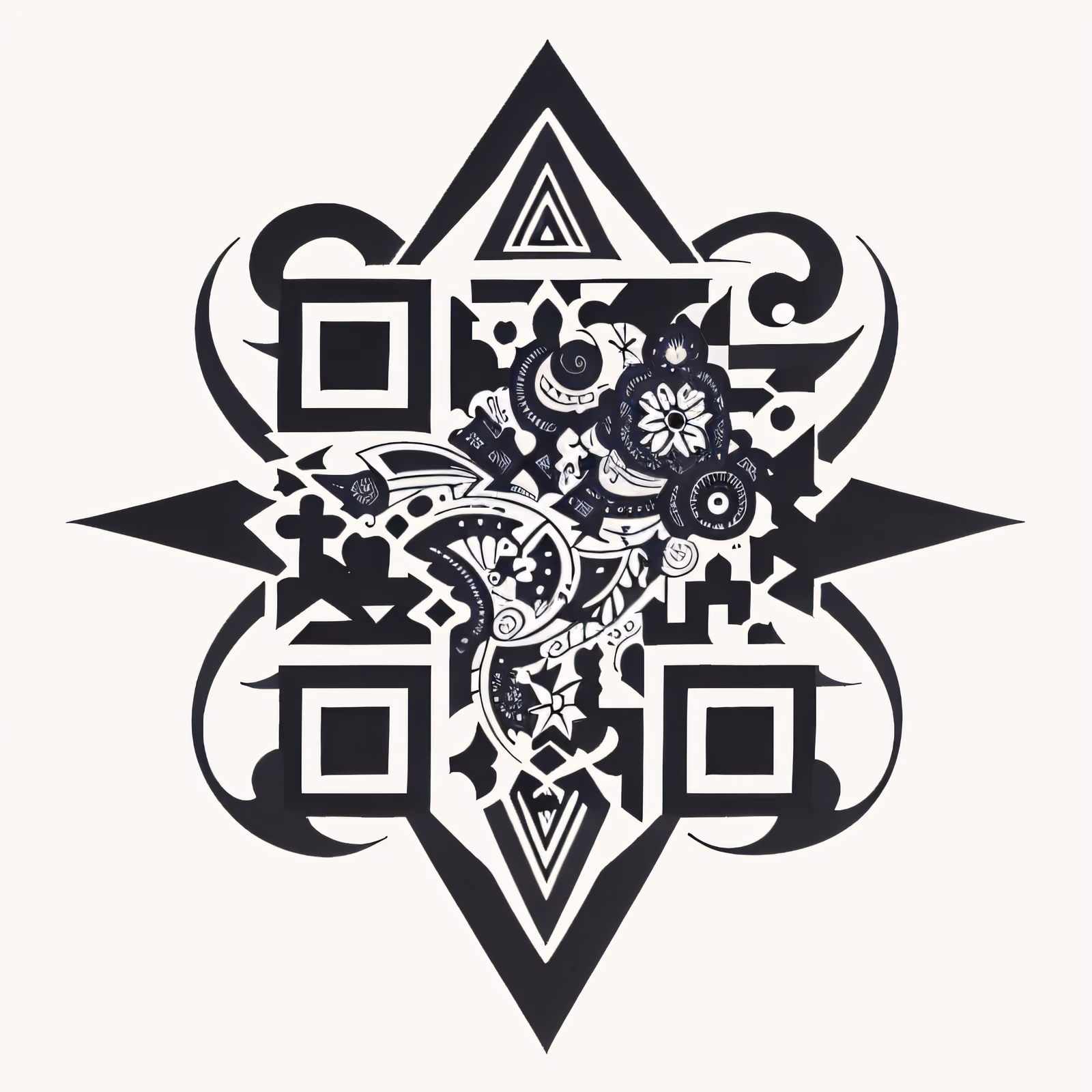 Племенной орнамент в форме звезды: QR-код для временных татуировок — изображение 1