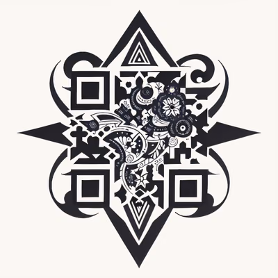 Племенной орнамент в форме звезды: QR-код для временных татуировок — изображение 1