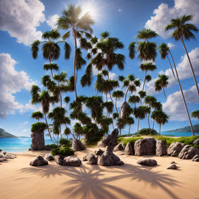 Tropical Palm Beach Matte Painting QR Code Art — image 1