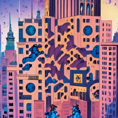 Comic Book Skyscraper City QR Code for Posters — image 1