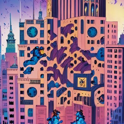 Comic Book Skyscraper City QR Code for Posters