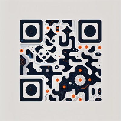 Navy Orange Abstract Vector QR Code Art