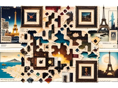 Vintage Paris Postcard Collage QR Code Art