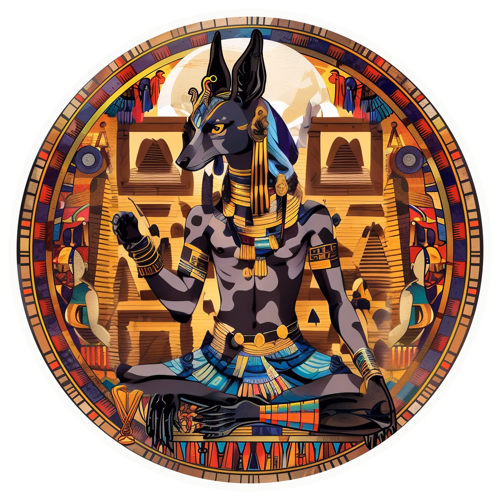 Anubis Egyptian God Vector Pyramid Scheme dedupe - see UFO QR Code for Stickers — image 1