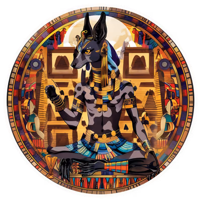 Anubis Egyptian God Vector Pyramid Scheme dedupe - see UFO QR Code for Stickers — image 1