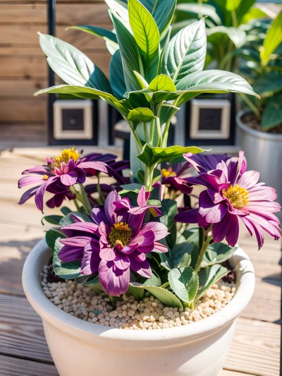 Potted Purple Flowers Photorealistic QR Code Art