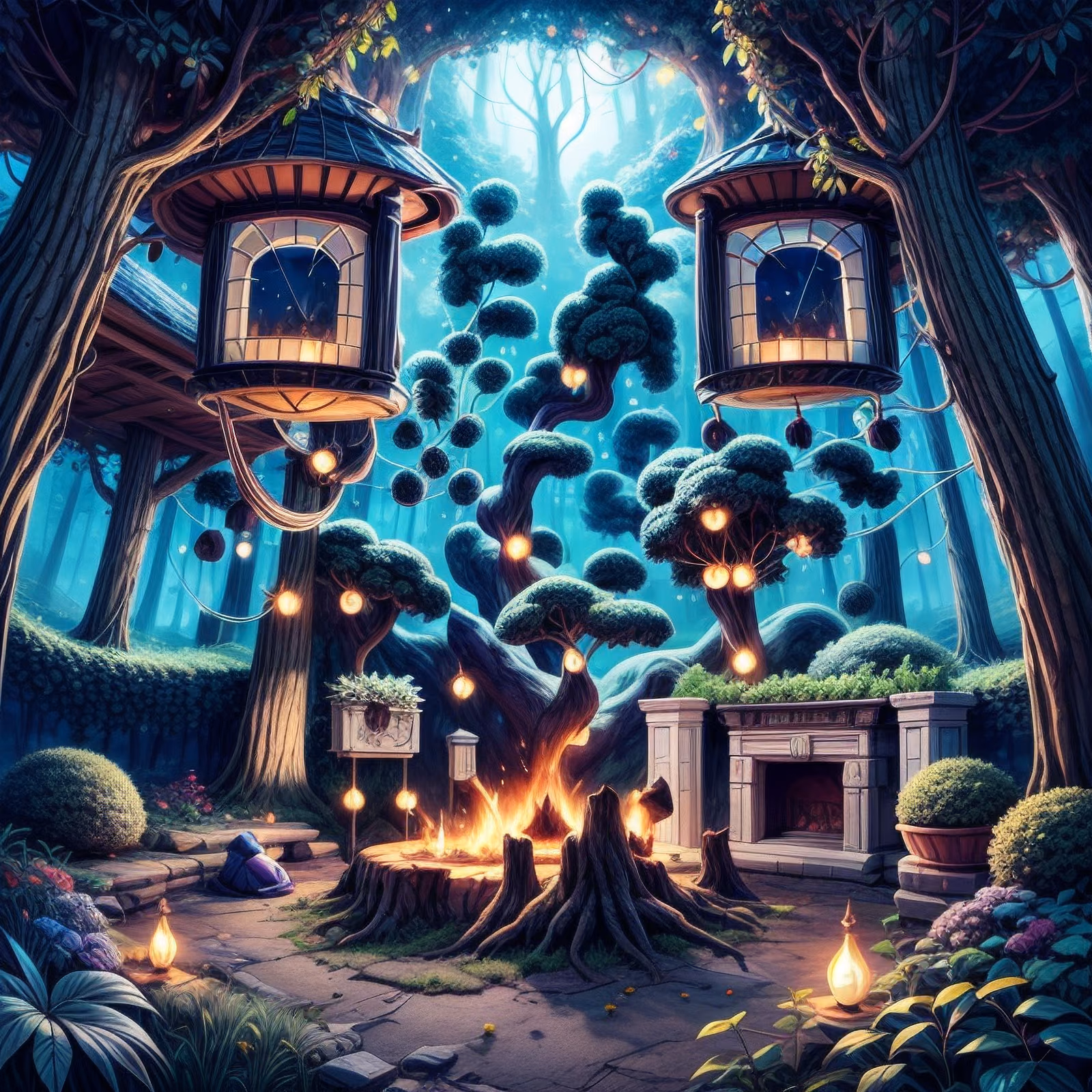 Enchanted Forest Lanterns Fantasy QR Code for Posters — image 1