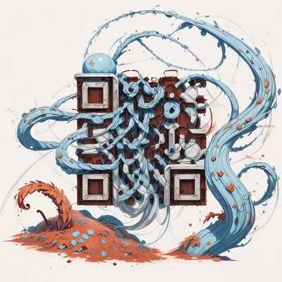 Swirling Blue Vines Game Art QR Code for Posters
