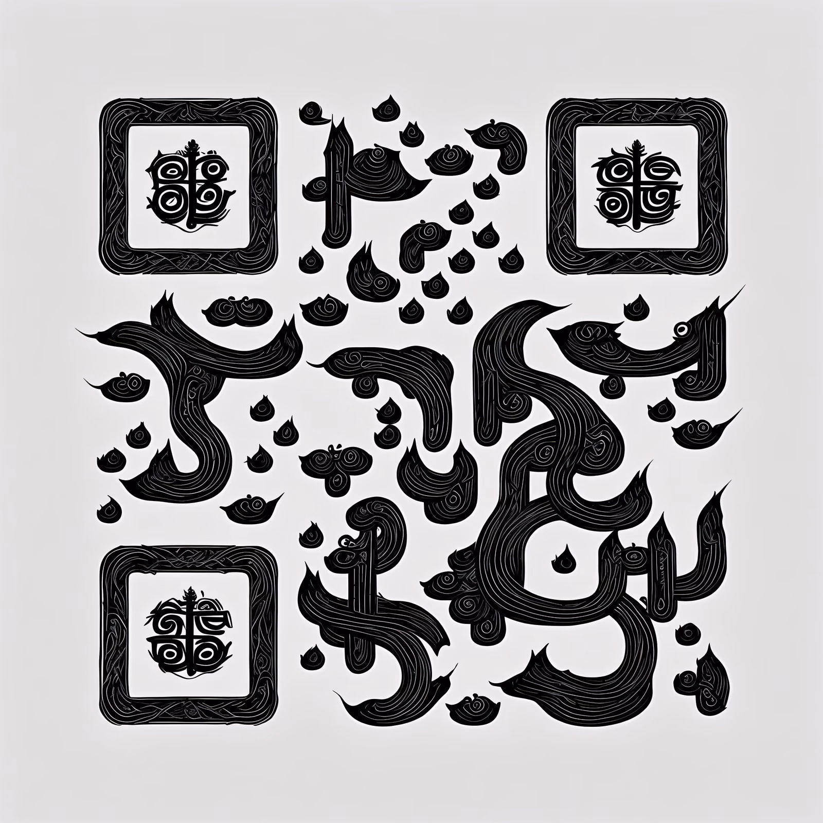 Чёрная тушь и каллиграфия: QR-код для постеров — изображение 1