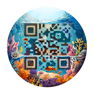 Underwater Shipwreck Coral Reef QR Code for Stickers — image 1