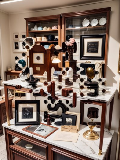 Antique Collector Shop Photorealistic QR Code for Storefront Displays