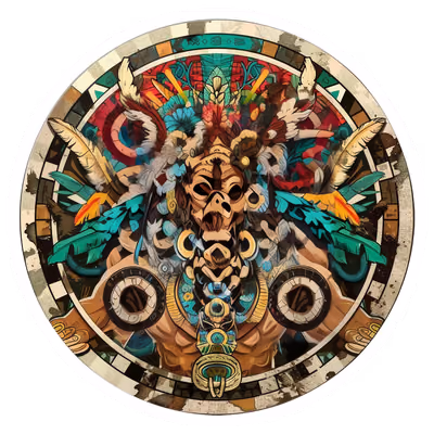 Aztec Feathered God Medallion QR Code for Stickers — image 1