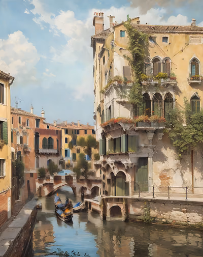 Venice Canal Gondolas Painterly QR Code Art — image 1