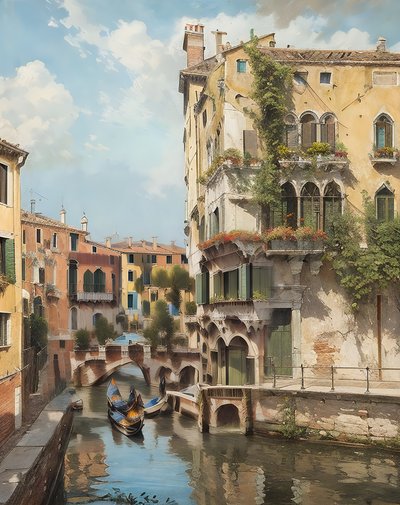 Venice Canal Gondolas Painterly QR Code Art