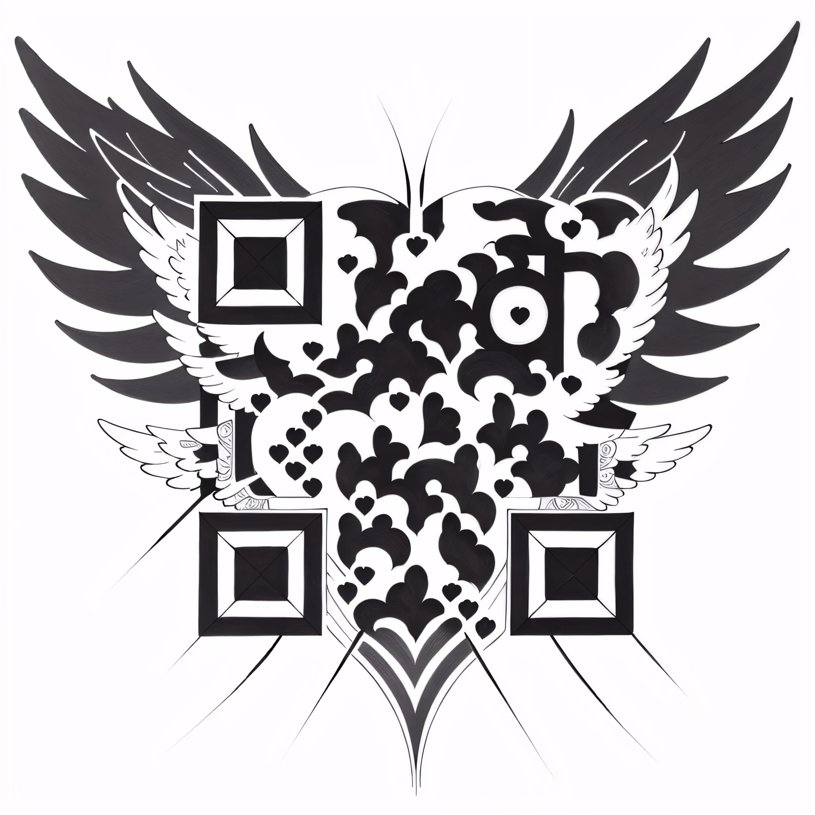 Крылатое сердце: QR-код для временных тату — изображение 1