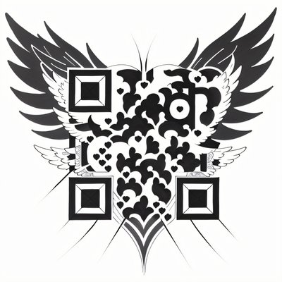 Winged Heart Tattoo QR Code for Temporary Tattoos