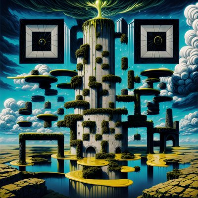 Moss Covered Tower Surreal QR Code for Posters