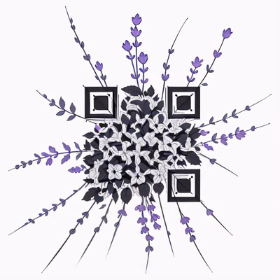 Lavender Stems Ink Drawing QR Code for Temporary Tattoos — image 1