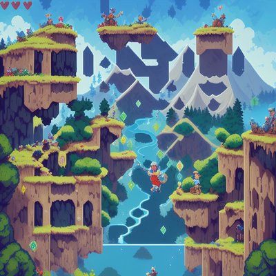 Pixel Art Cliff Platformer QR Code Poster