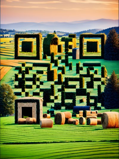 Hay Bale Countryside Field QR Code Art