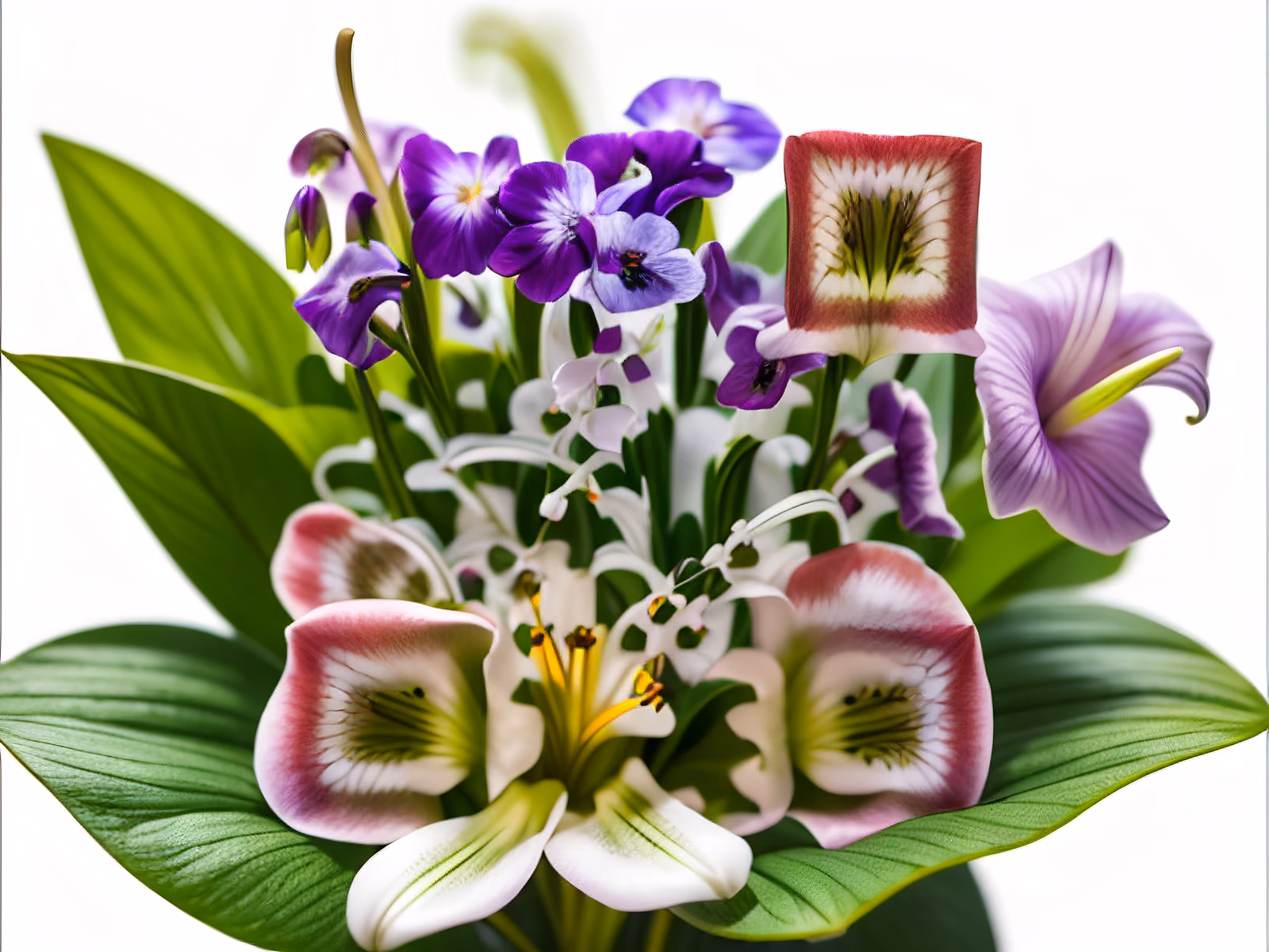 Violet and Lily Bouquet Photo QR Code Art — image 1
