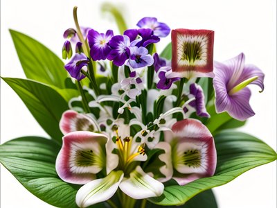 Violet and Lily Bouquet Photo QR Code Art