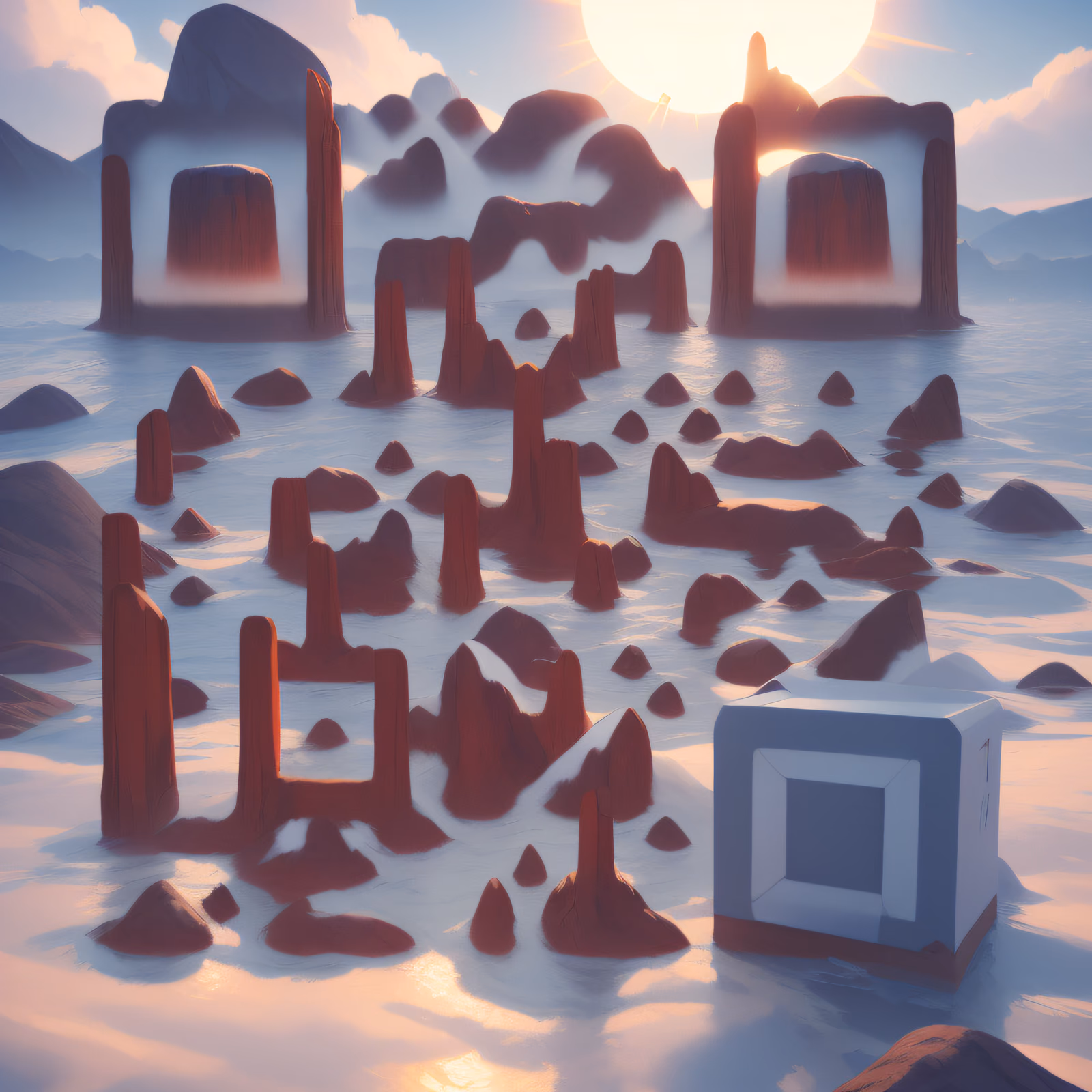 Red Rock Pillars Surreal Landscape QR Code Art — image 1