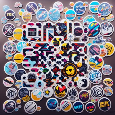 Sticker Bomb Badge Collage QR Code for Stickers