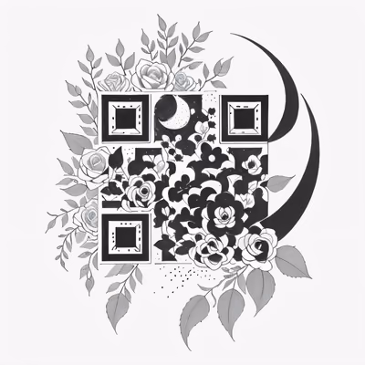 Crescent Moon Roses Tattoo Ink QR Code for Temporary Tattoos — image 1