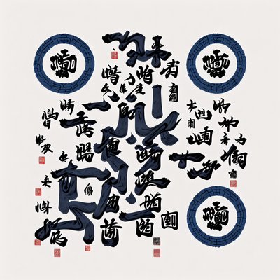 Chinese Running Script Calligraphy QR Code Art
