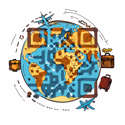 Глобус, чемоданы и самолёты: векторный QR-код для стикеров — изображение 1